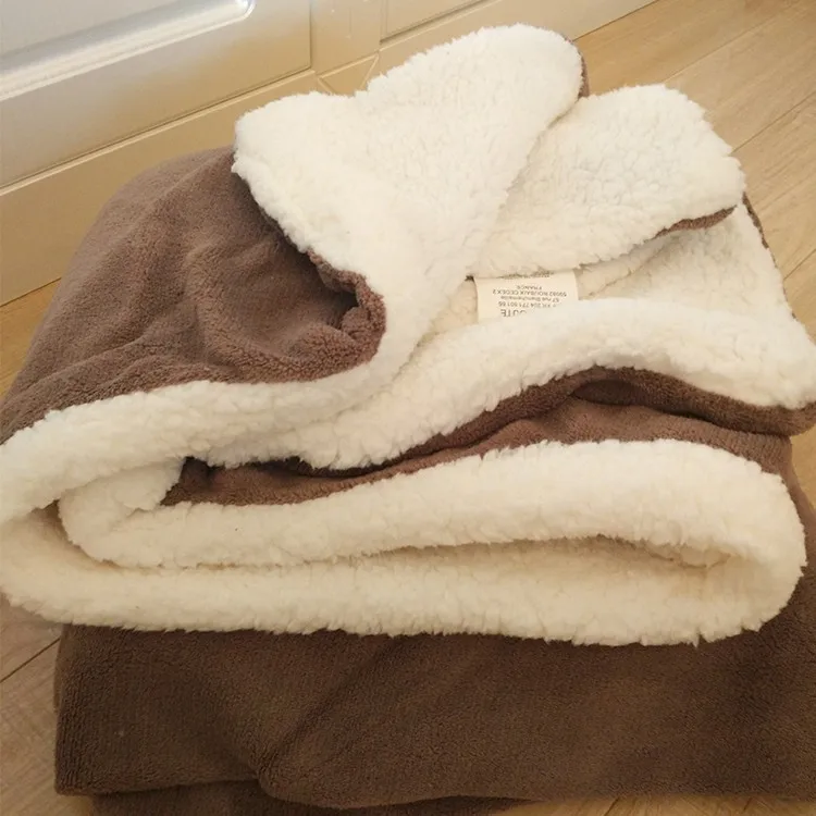 

Small Blanket Sofa Lamb Fleece Double Layer Thickened Coral Fleece Office Siesta Siesta Air Conditioning Children's