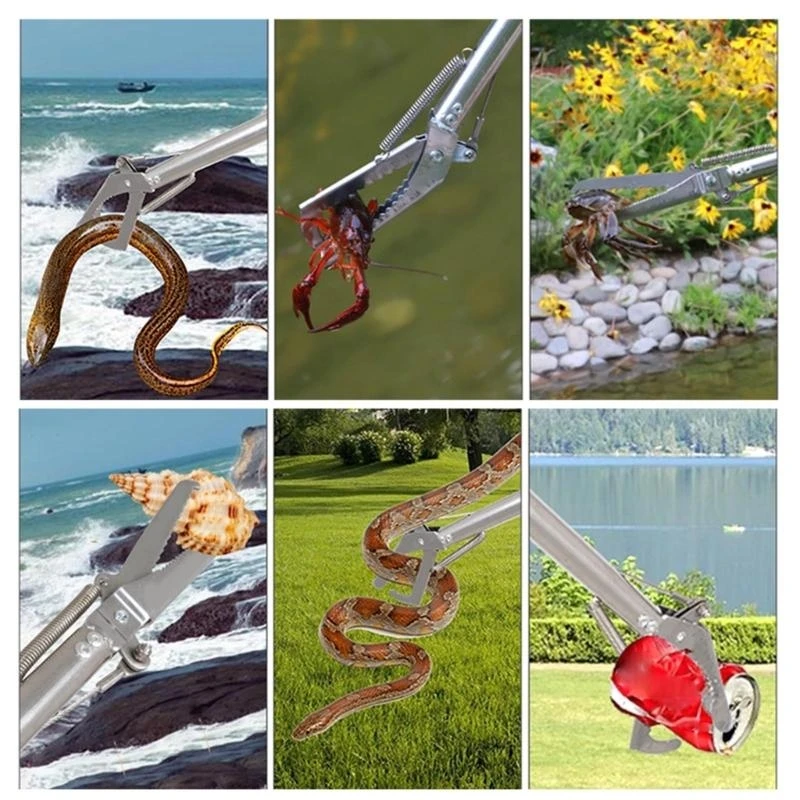 Practical Snake Grabber Tool for Outdoor Adventure Foldable Reptiles Catcher Stainless Steel Grip for Beachcombing high quality