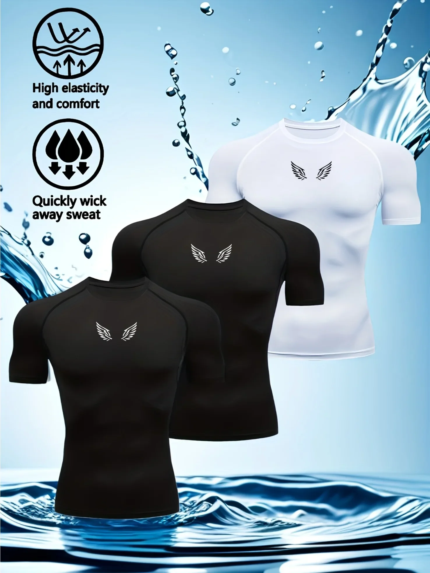 Triplet Men's Compression Printed T Shirt Summer Sportswear Running T-shirt Elastic Quick Dry Sport Gym Fitness TShirts Men