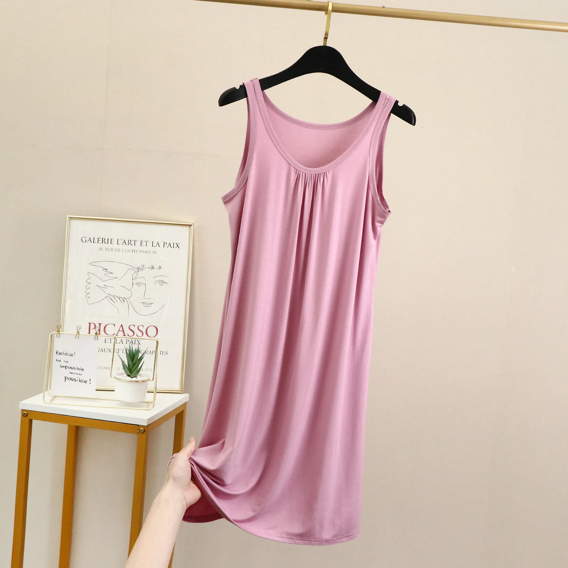 3XL-6XL Women's Nightwear Dress Sleeveless Vest Nightdress Thin Summer Sleepwear Modal Comfortable Home Wear Nightgowns