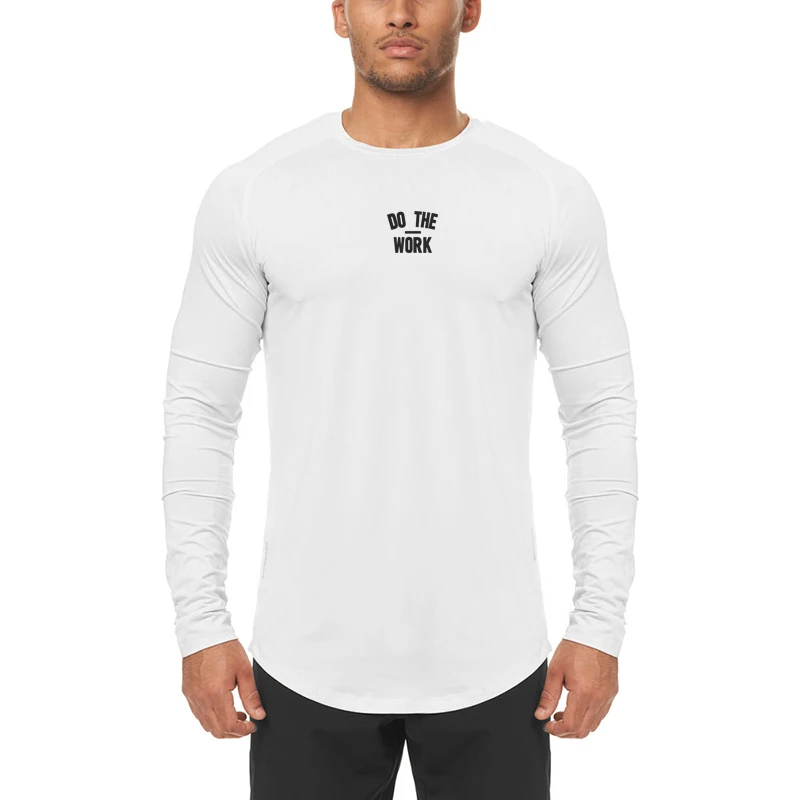 Homens Moda Impressão Manga Longa Camiseta Ginásio Fitness Correndo Basquete Sportswear Outono Respirável Secagem Rápida Ultra Fina Camisa Fina