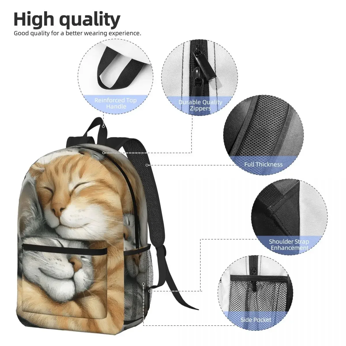 Ginger Tabby And Grey British Kitten Cat Hug Backpack Daypack Big Capacity Children BookBag School Bag Shoulder Bags for Unisex