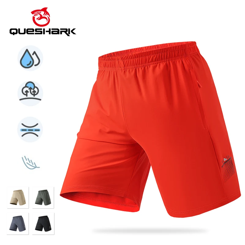 

(L-8XL) Мужские быстросохнущие спортивные шорты из ледяного шелка Queshark с карманом на молнии - свободные шорты свободного покроя для бега в тренажерном зале и велоспорта (75% нейлон)