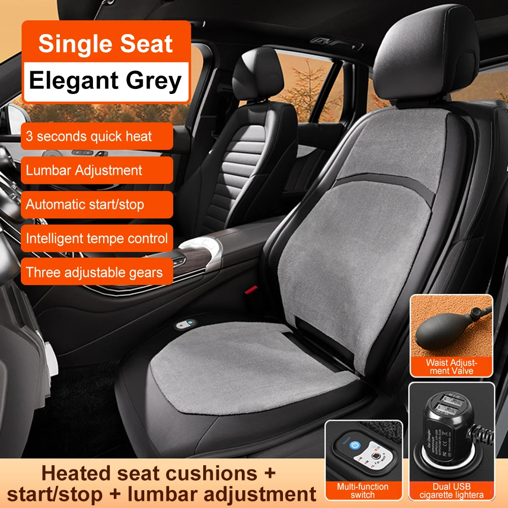 

12V Car Heated Seat Cover Fleece Winter Car Heating Cushion Breathable Car Seat Cover Car Electric Heated Seat Cars Interior