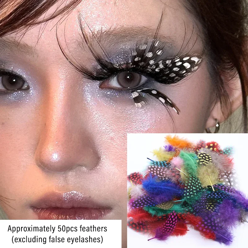 Spotted False Eyelashes, Extra Long Creative Art Lashes, DIY Eyelash Decorations for Stage Performance Party Makeup, 50pcs/pack