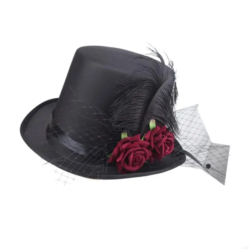 270d Steampunk Victorian Mini Top Hat Gothic Feder Halloween Cosplay Kostümparty für Frauengeschenk