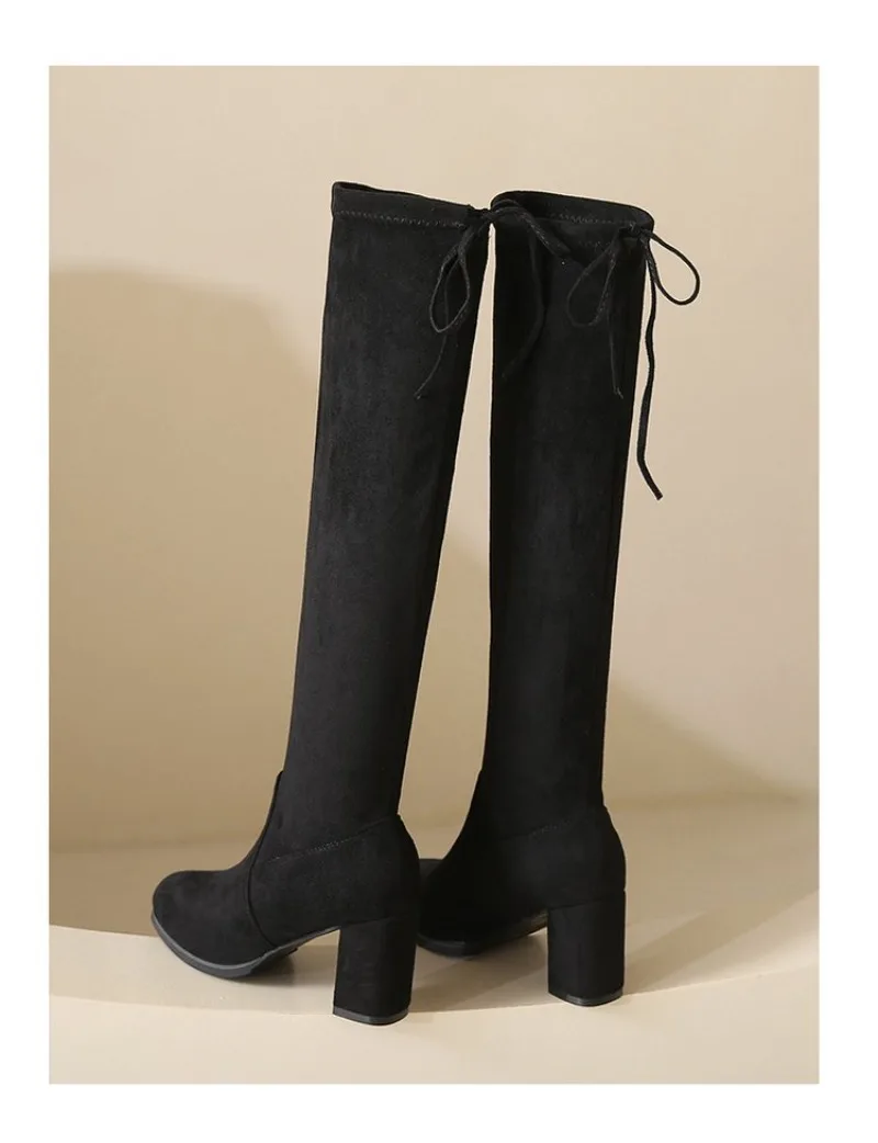 Women's Over The Knee Elastic Boots 2024 New Thick Legs Big Round Boots