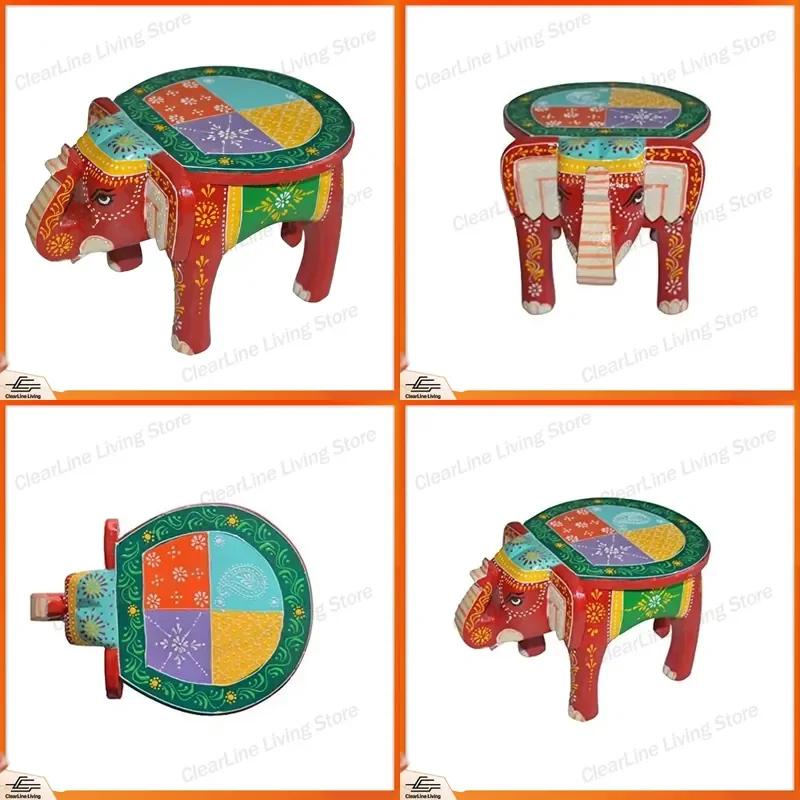 Handmade Eco Friendly Wooden Round Simple Design Multi Functional Footstool for Living Room Home Decoration Stool 05