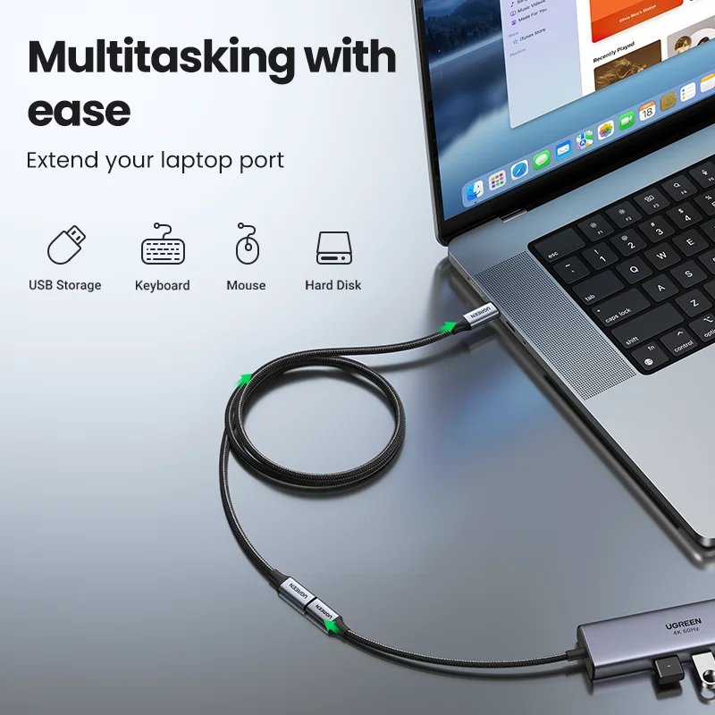 UGREEN-Cable de extensión USB tipo C macho a hembra, adaptador Thunderbolt 3 para Nintendo Switch, MacBook Pro, Google Pixel 3 2