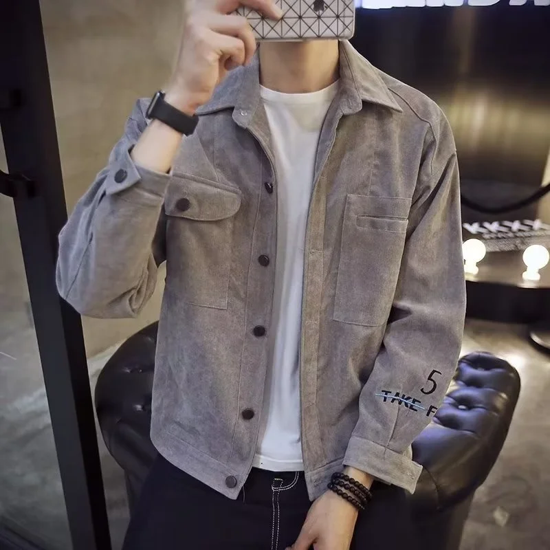 

Мужская замшевая куртка XS небольшого размера, весенне-осенняя рабочая одежда, модная брендовая повседневная верхняя одежда с длинным свеком и откидным воротником