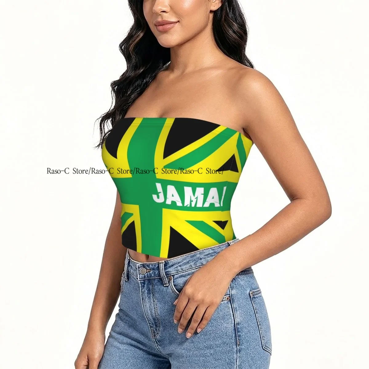 Women Shirt Summer Strapless Backless Tops Jamaica Kingdom Flag Sleeveless Vest