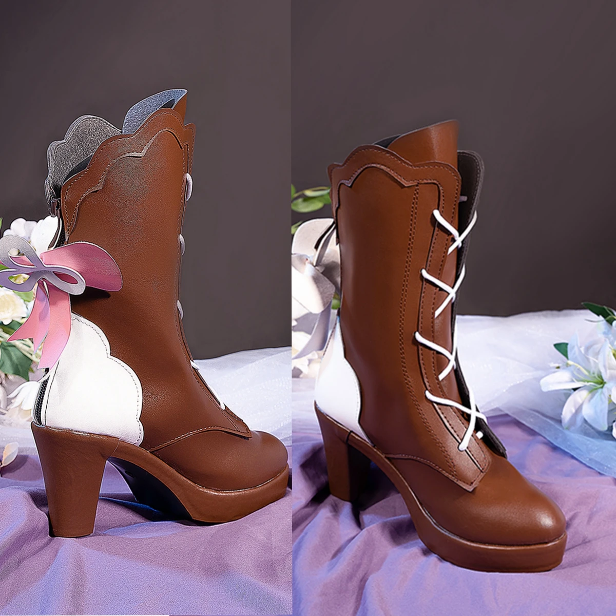 

Game Genshin Impact Kamisato Ayaka Cosplay Shoes New Skin Springbloom Missiv Women Boots C07481