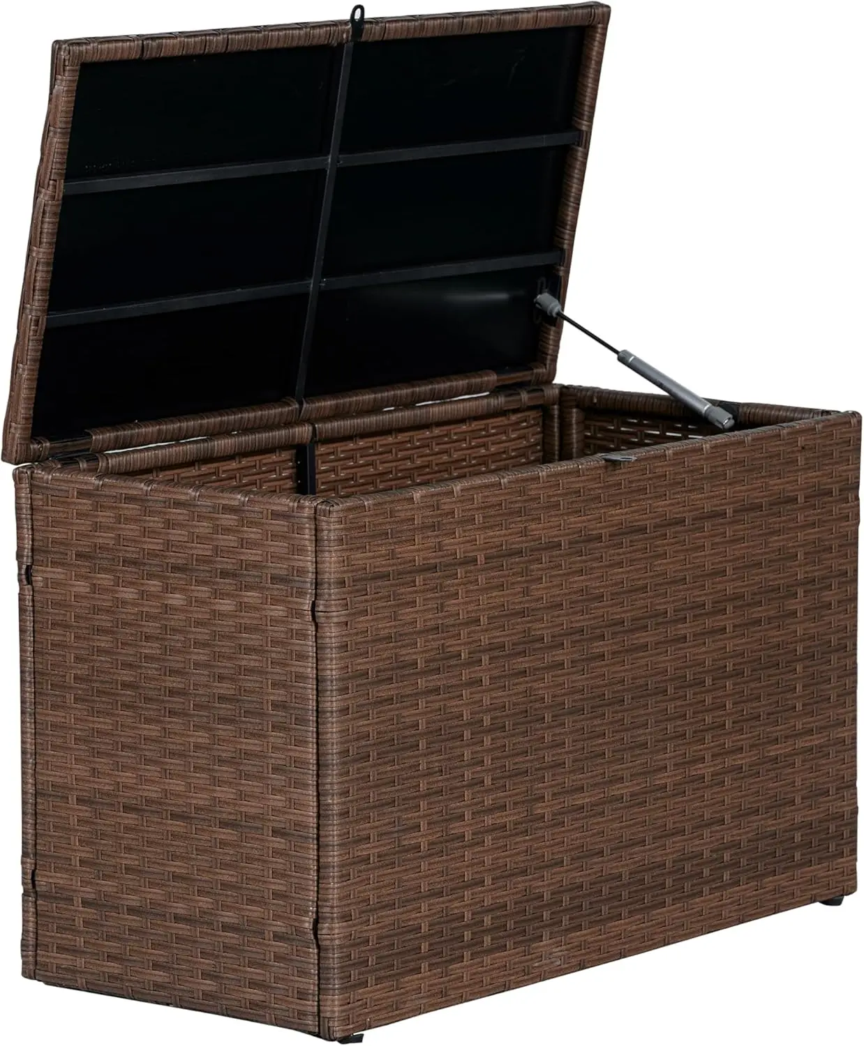 31.5" Outdoor Faux Wicker Deck and Patio Storage Box,for Garden, Backyard, Brown