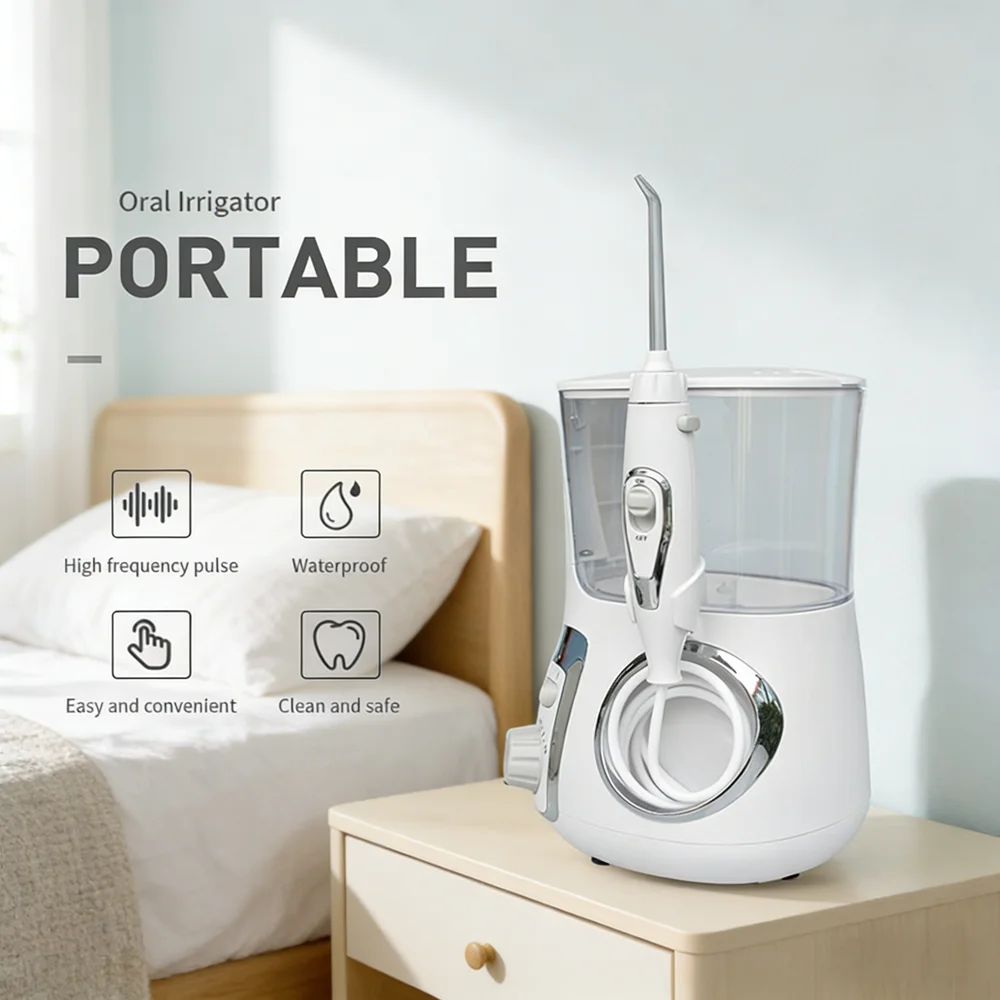 

Настольный ирригатор для полости рта 5-в-1 со сменными насадками, электрический ирригатор для зубов, домашний спа-комплекс для глубокой чистки зубов