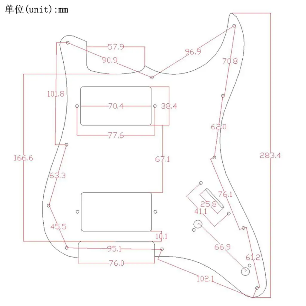 Protetor de Guitarra Elétrica (Pickguard) de Duas Camadas Preto para Peças de Guitarra na Cor Preta