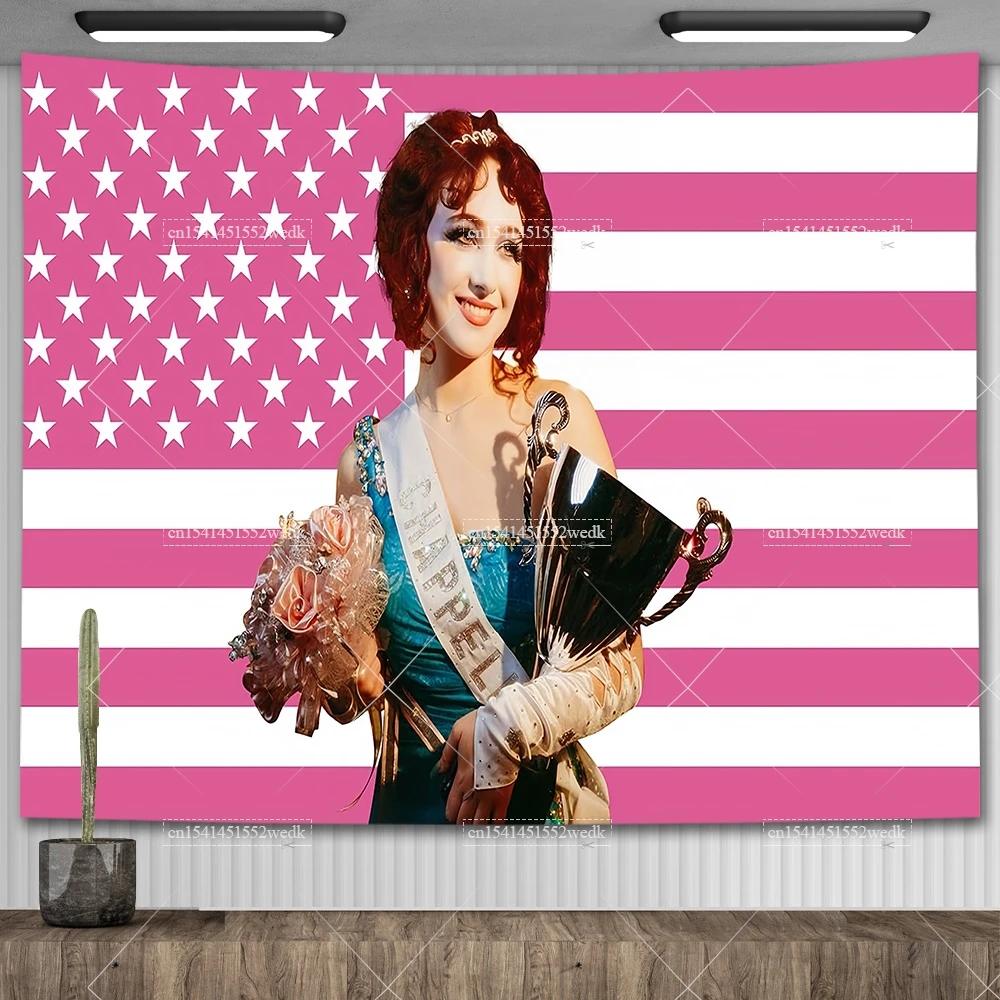 The Midwest Princess Wall Tapestry Chappell  Roan American Flag Meme Tapestry Wall Hanging Aesthetic Home And Garden Banners