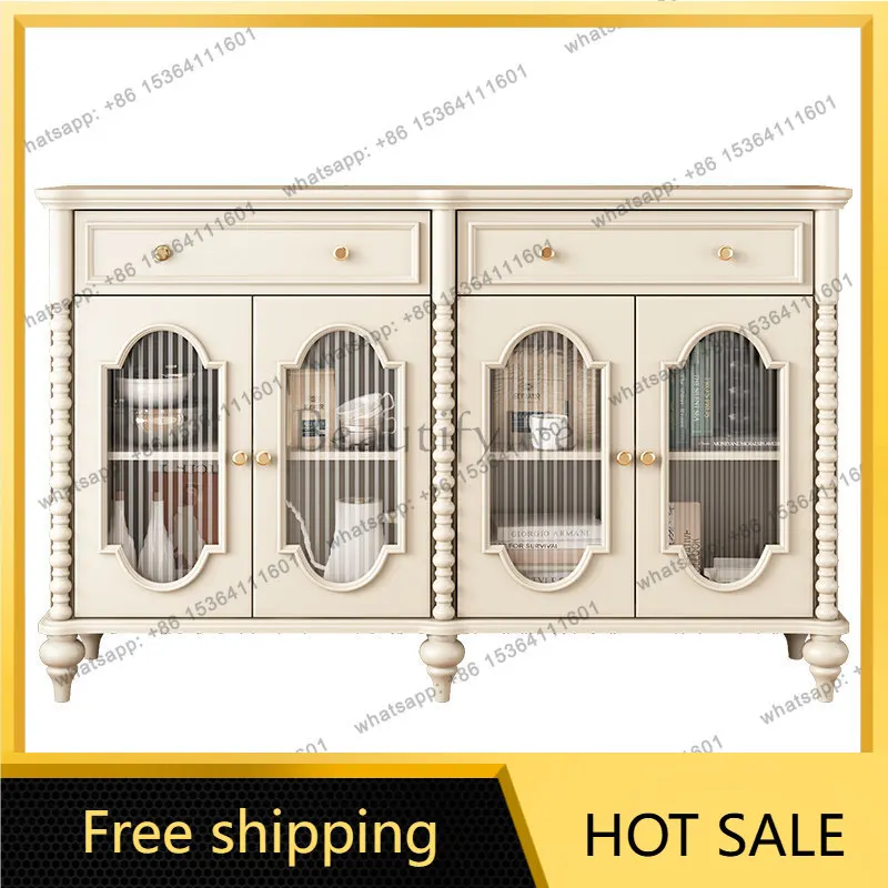 FG French solid wood dining side cabinet storage living room locker American integrated wall display cabinet