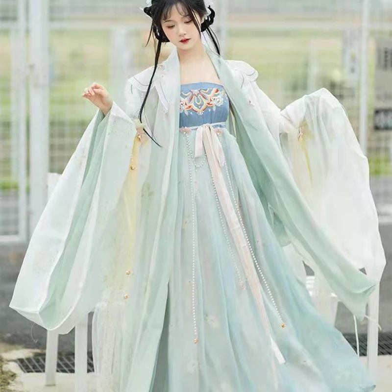 Chinese Hanfu Dress Women\'s Embroidered Carnival Fairy Cosplay Dress Y2K Ancient Costume Loose-sleeved Fairy Elegant Dance Dress