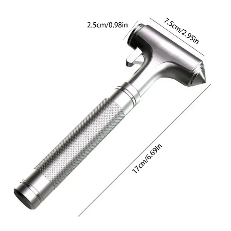 All Metal Car Emergency Escape Tool Hardened Steel Window Breaker Seatbelt Cutter Portable Anti-Slip Car Safety Hammer view 4