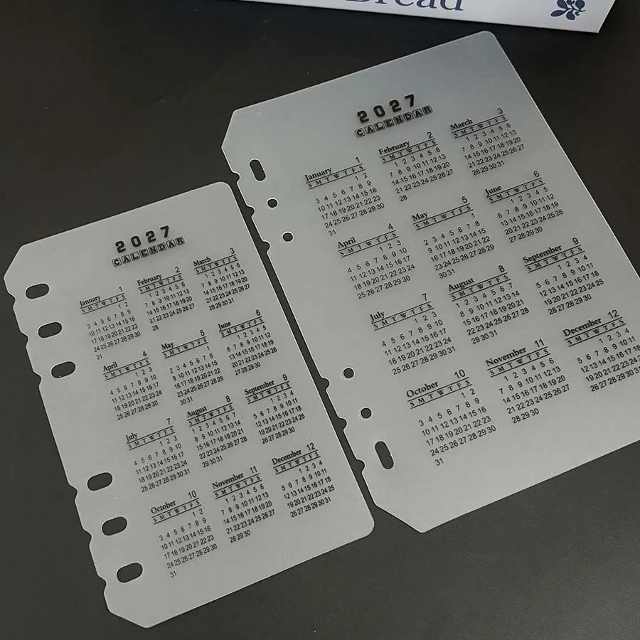 2027 A5/A6 Loseblatt-Kalender-Trennblatt mit 6 Löchern, langlebiges, transparentes, mattiertes PP-Material für die Zeitplanung, Rückseite – Detail 3