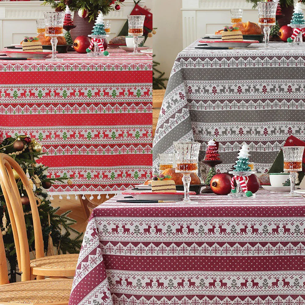 90x145CM Deer Snowflake Printed Cotton Linen Fabric Eco-Friendly for Bedding Sets Doll Clothes Holiday Christmas Gifts Textiles