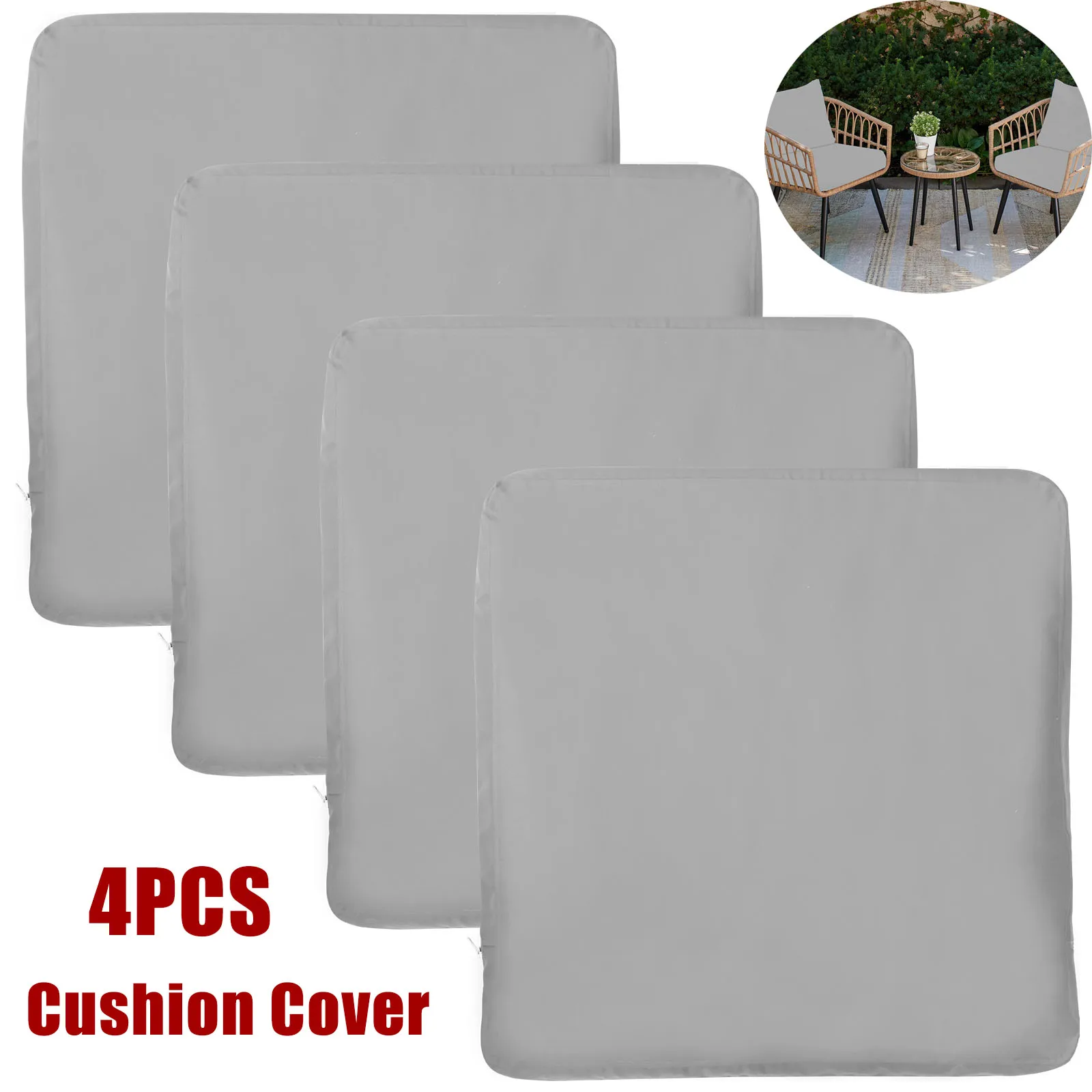 

4Pcs Patio Chair Seat Covers Waterproof Slipcover Outdoor Sofa Seat Cushion Covers Garden Rattan Chair Replacement Cushion Cover