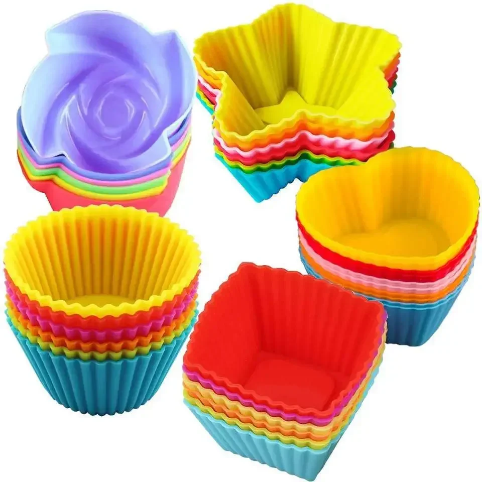 1/5/10 PCS Random Color Cake Cup Baking Silicone Cake Mold Bakeware Muffin Cake Cup Pudding Mold Baking Gadgets Cakes Tools