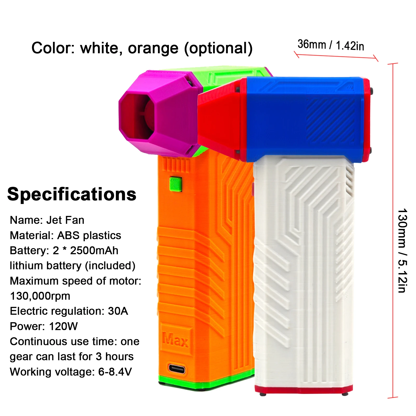 

Handheld X3 Max Jet Fan 130,000RPM Wind Speed 52m/s Brushless Motor Ducted Turbofan High Power Duct Fan Dust Blower Keyboard Cle