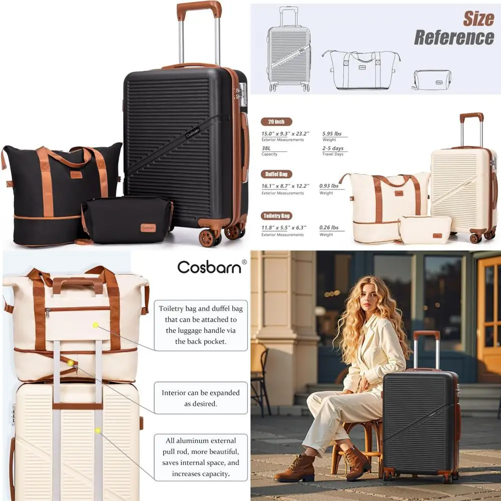 

Airline Approved 3-Piece Luggage Set 22x14x9, 20 Inch Lightweight ABS Suitcases with Wheels and TSA Lock - Durable Water-Resista