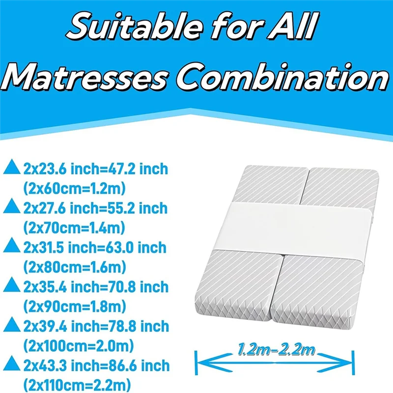 【سعر السعر!】محول سرير طويل بزر معدني، جسر سرير مزدوج إلى الملك مع أشرطة تثبيت، حشو فجوة كينج سبليت قابل للتعديل B