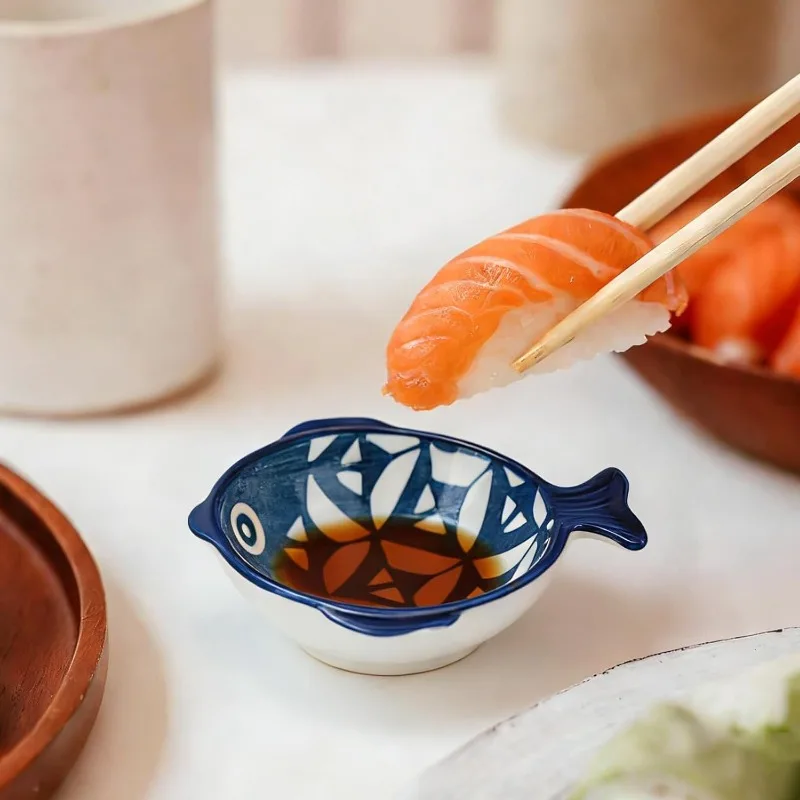 Decorative Ceramic Bowls 6 Pack Small Soy Sauce Dipping Dishes Decorative Bowls for Dips, Condiment, Appetizer, Sauce Serving, Side Dishes, Charcuterie Board, 4.5x4.1 Inch (Assorted Colors)