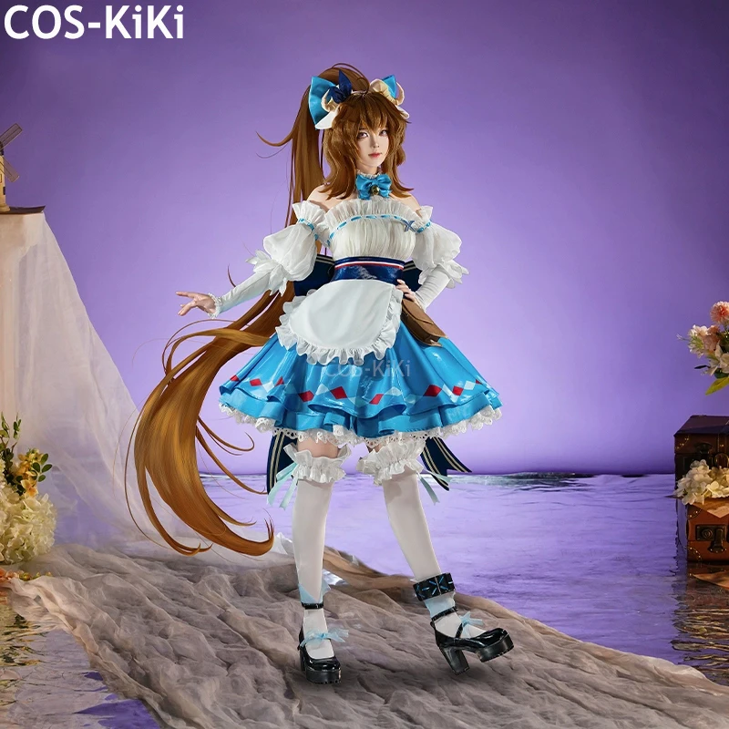 COS-KiKi Arknights Eyjafjalla A Picnic Before A Long Trip Game Suit Elegant Dress Cosplay Costume Halloween Party Outfit Women