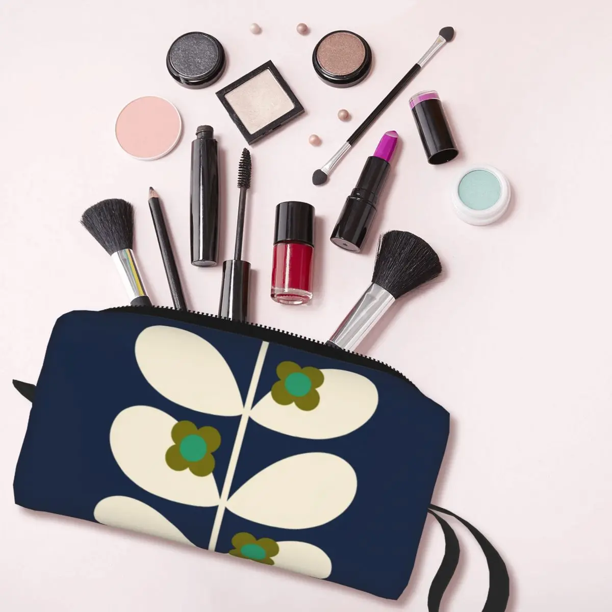 Custom Wild Rose Stem Navy Orla Kiely Toiletry Bag Women Makeup Cosmetic Organizer Lady Beauty Storage Bags Dopp Kit Case Box