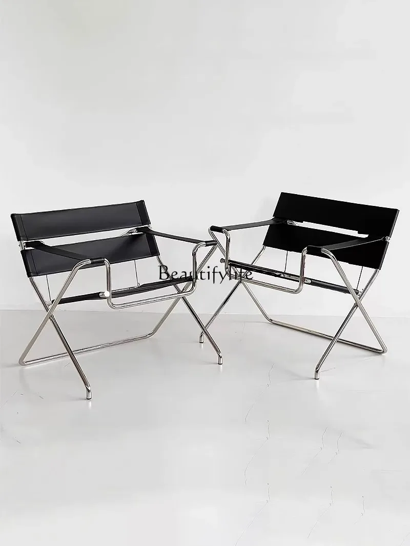 

Mid-Ancient Foldable Bauhaus Stainless Steel Photography Designer Leisure Chair