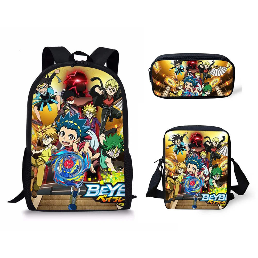 Hip Hop Youthful Beyblade 3D Print 3pcs/Set Student Travel bags Laptop Daypack Backpack Shoulder Bag Pencil Case