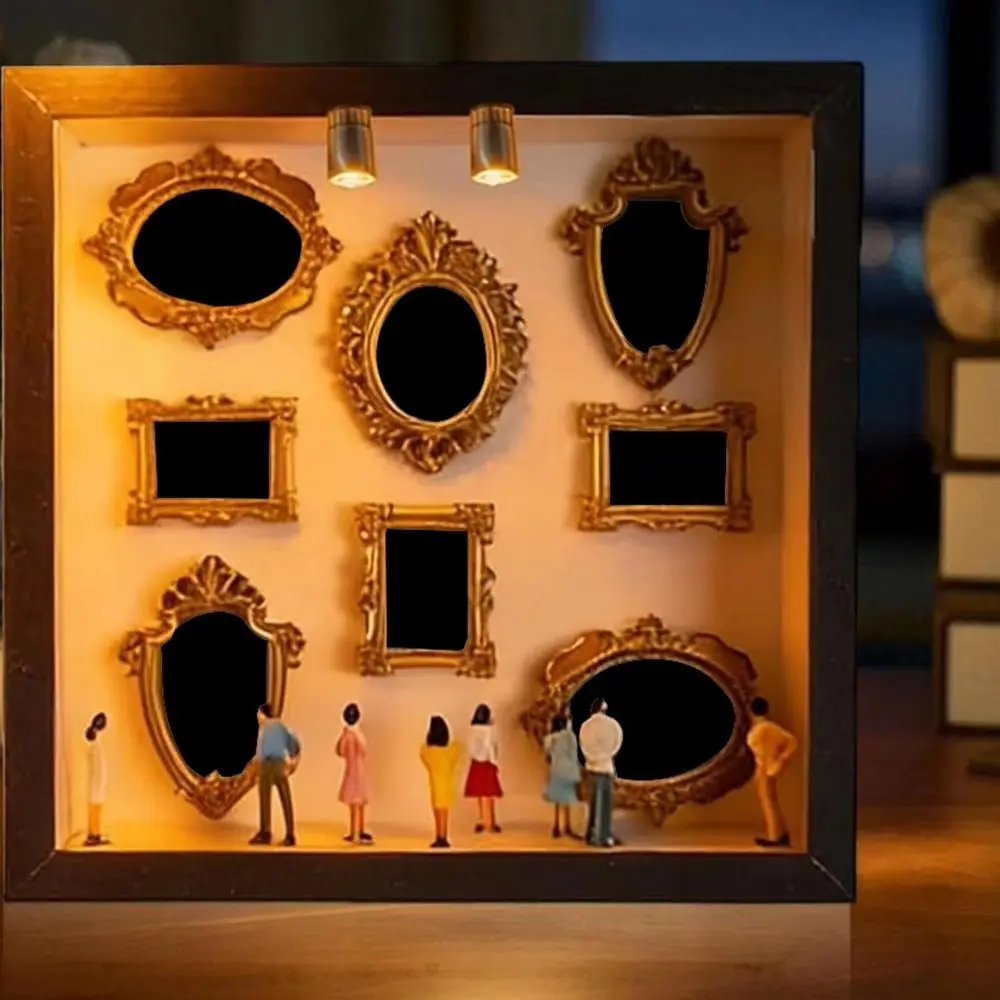 Silhouette Box DIY Mini Museum Box Gold Frames Figure Statues Personalized DIY Photo Decor 8 Gold Mini Photo Frames Keepsake Box