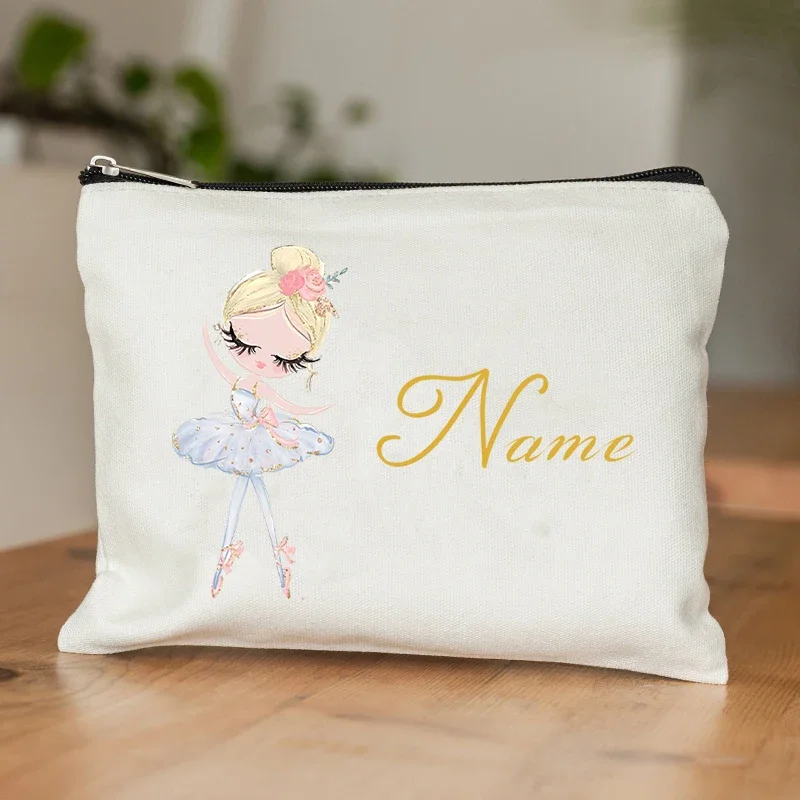 Personalized Bridesmaid Name Makeup Bag Ballet Girl Name Custom Gift for Students Ballet Teachers Cosmetic Case Women Purse