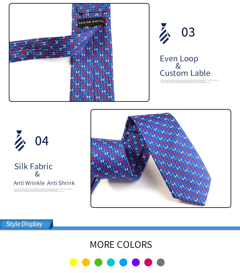 Tailor Smith Krawatte aus 100 % Seide für Herren, handgefertigte Krawatte mit Tiermuster, Krawatte zum Vatertag, Geburtstag, Geschenk – Detail 4