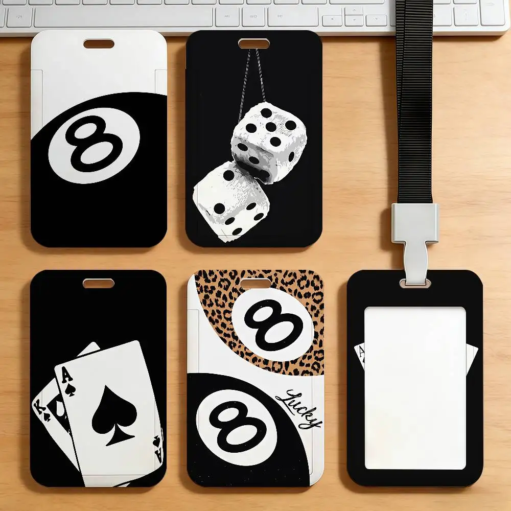 

Черно-белый защитный чехол для карт с дизайном бильярдного клуба №8, для пропусков, транспортных карт, проездных на автобус и метро