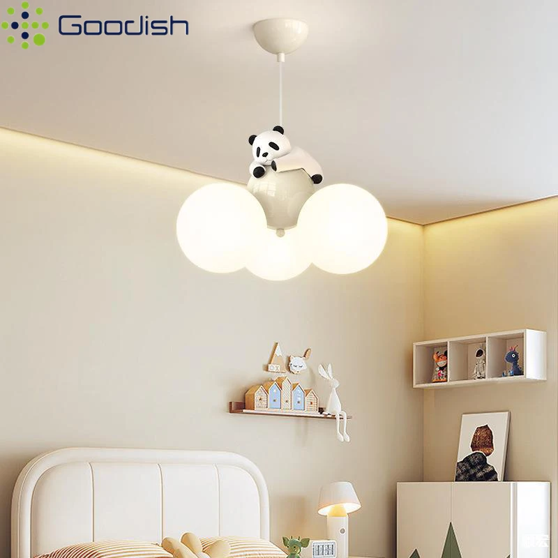 Mignon ours bulle boule lustre nordique pendentif LED lumières pour salon enfants fille chambre moderne décor à la maison lampe suspendue