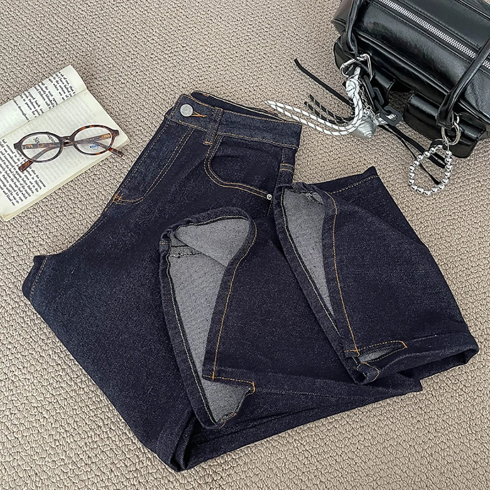 

Women Blue Wide Leg Denim Pants Spring Autumn High Warist Bootcut Long Jeans Casual All-Match Commute XS-XL Trousers