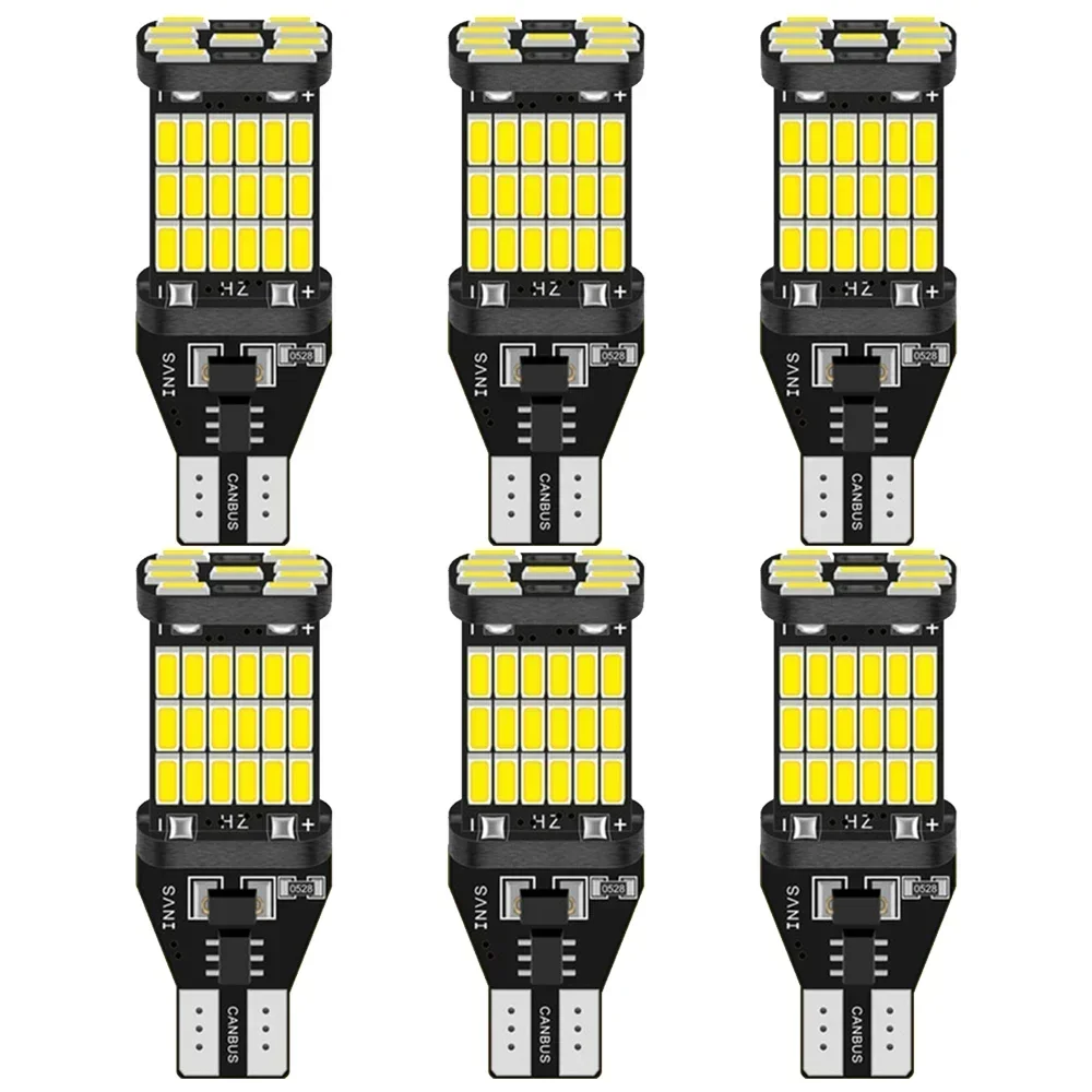 

6Pcs T15 W16W 921 912 T16 T10 902 LED Bulbs 45SMD 4014 Led Light Super Bright 1200LM Replace for Car Reversing Light White