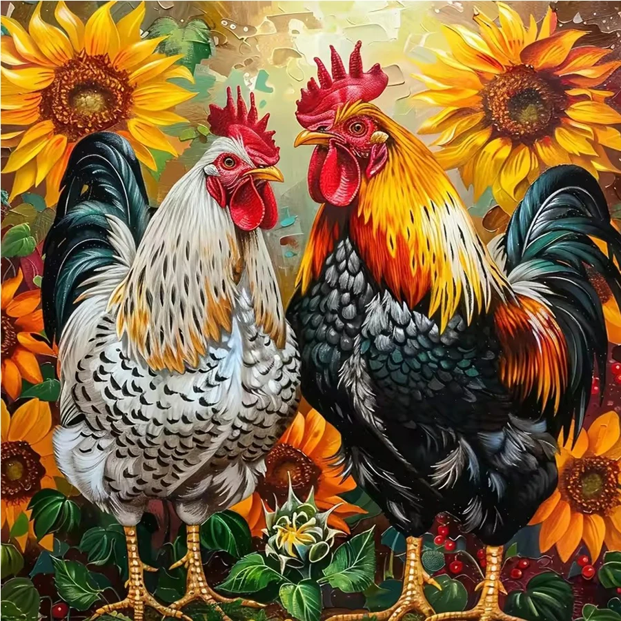 

Алмазная вышивка 5D: Петух, Подсолнух, Полная выкладка, Мозаика, Животные, Цветы, DIY, Креативный декор ручной работы для дома