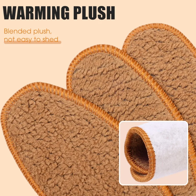 Winter Thermal Insoles Women Men Self Heated Plush Shoe Pads Simulation Cashmere Insert Insole for Snow Boots Thicken Insoles