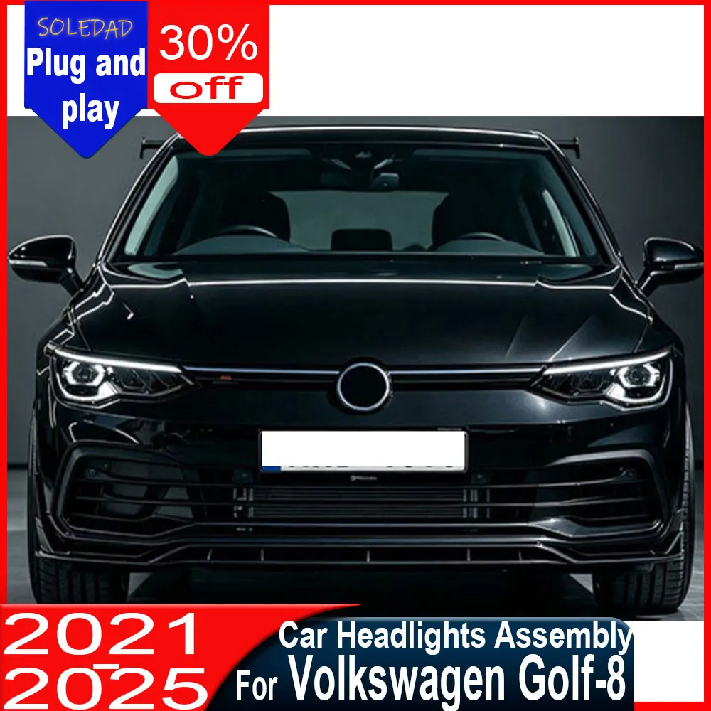 2PCS Car Headlights for VW Golf 8 MK8 LED Headlight 2021-2024 Headlights Golf 8 DRL Turn Signal High Beam Projector Lens
