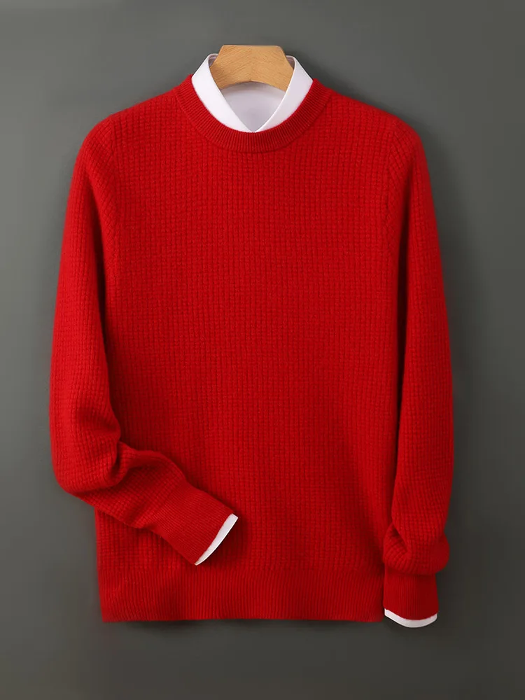 Men's 100% Merino Wool Knitwear Sweater Cashmere Pullover Autumn Winter Basic Smart Casual 4 Color Warm Soft Solid Clothing Tops