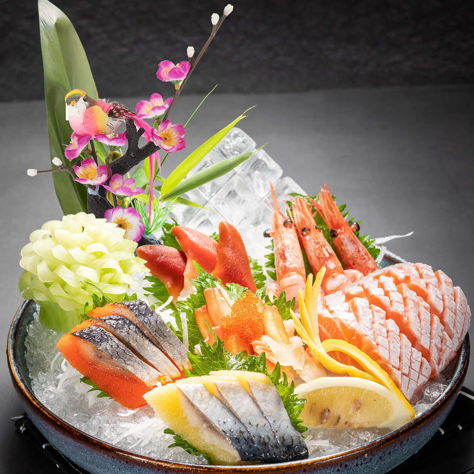 

2pcs Realistic Plum Blossom Cold Dish Decor Artificial Flower Sushi Plate Adornment Japanese Restaurant Supply Faux Plants For