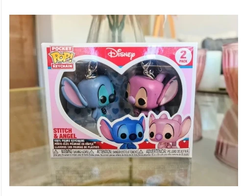 FUNKO POP Disney Stitch & Angel 2 Pack verano STITCH llavero juguete vinilo figura bolsillo Pop llavero juguetes colección llaveros