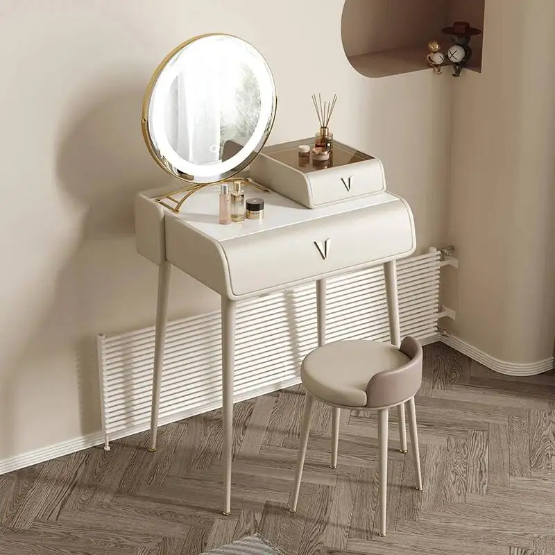 

Cream Bedroom Vanity Table Light Luxury European Beauty Modern Dressing Table Service Accessories Vestidores Trendy Furniture