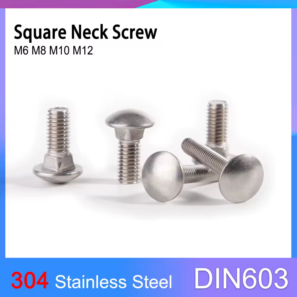 M6 M8 M10 M12 A2 304 Stainless Steel DIN603 Truss Round Head Square Neck Carriage Screw Coach Bolt for Shelf Desk L= 12-120mm